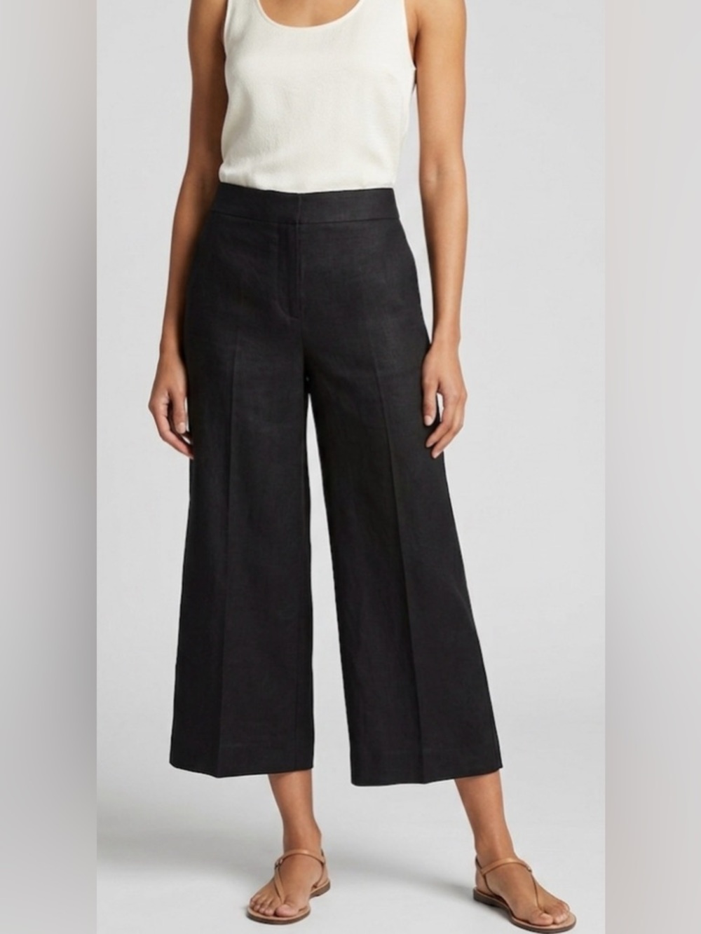 LOFT Black Wide-Leg Cropped Pants